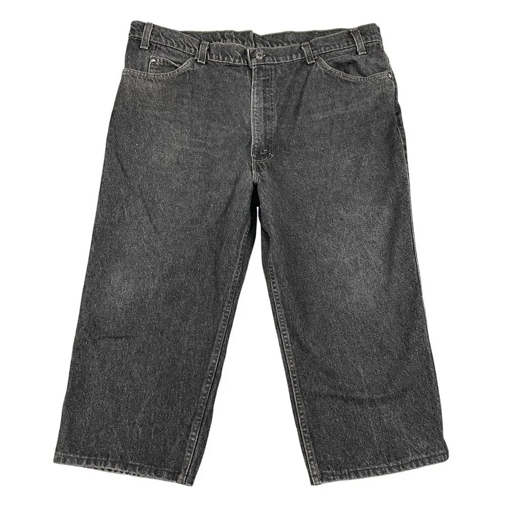 VTG Levi's Jean Shorts Men’s 42 Red Bat Wing Relaxed Mens Black Denim Jorts‎